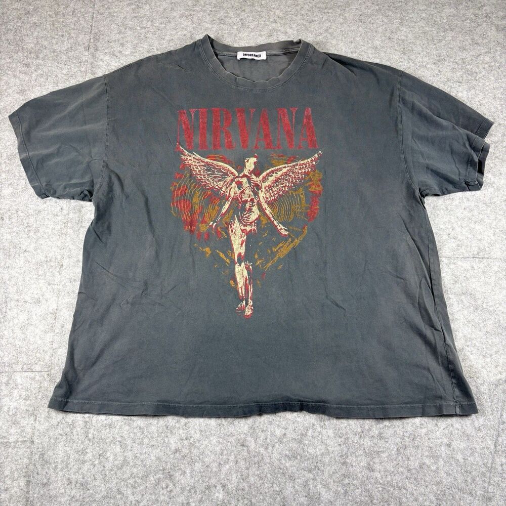 DAYDREAMER LA x Nirvana Angel Graphic Band Tee T-Shirt Unisex OS Gray Distressed